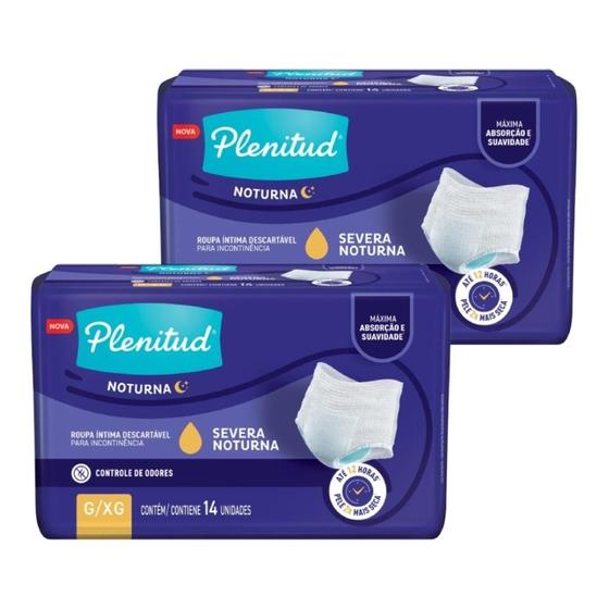 Imagem de Roupa Íntima Plenitud Noturna G/XG - 2 Pacotes com 14 Fraldas - Total 28 Tiras
