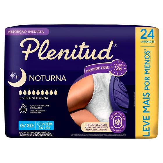 Imagem de Roupa Íntima Plenitud Noturna Unissex Tamanho G/XG 24 Unidades Descartável Leve Mais Por Menos
