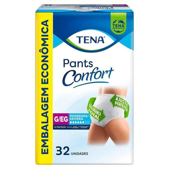 Imagem de Roupa Íntima Tena Pants Confort G/EG - 3 Pacotes com 32 Fraldas - Total 96 Tiras