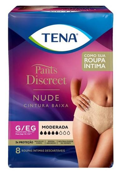 Imagem de Roupa Íntima Tena Pants Discreet Nude Tamanho G/EG Com 8 Unidades