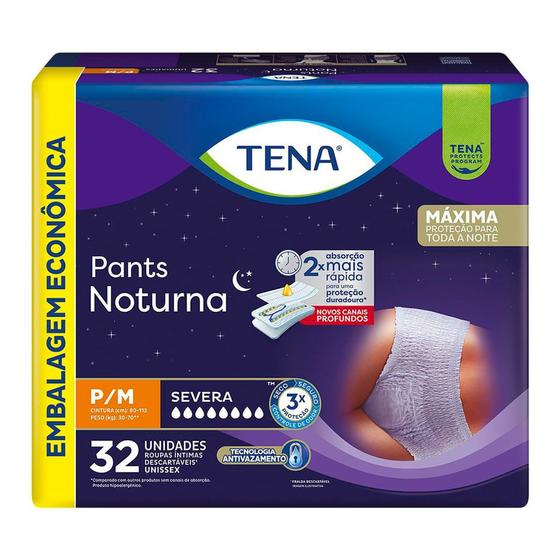 Imagem de Roupa Íntima Tena Pants Noturna P/M 32 unidades Embalagem Econômica