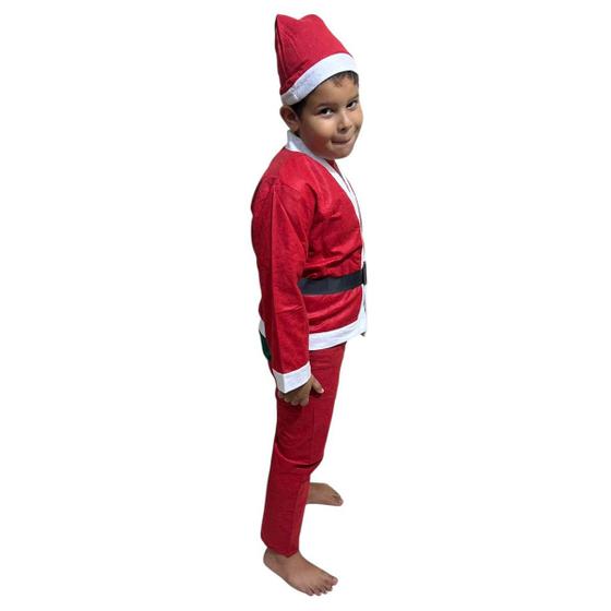 Imagem de Roupa Papai Noel Infantil Fantasia Completa Criança Natal Natalino Festa Evento Comemoraçao Fim De Ano Merry Christimas