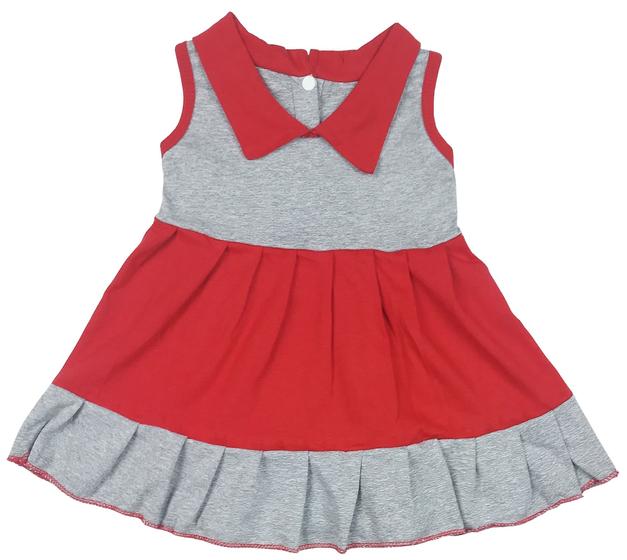 Imagem de Roupa Para Bebê Menina Vestido Malha Algodão Cores Sortidas