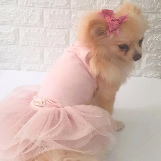 Imagem de roupa para cachorro vestido pet bailarina rosa yorkshire spitz shihtzu pug buldog