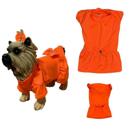 Imagem de Roupa Para Cães E Gatos - Vestido Suplex Neon Laranja Egg