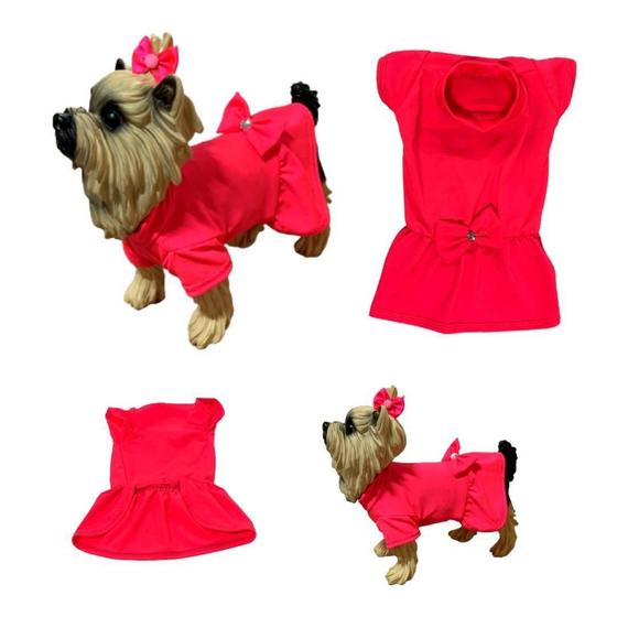Imagem de Roupa Para Cães E Gatos - Vestido Suplex Neon Rosa G
