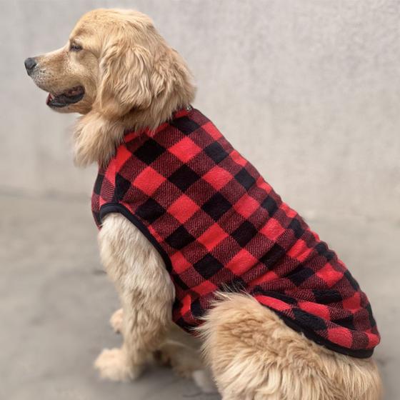 Imagem de Roupa pet para cachorros em fleece Vermelho Xadrez