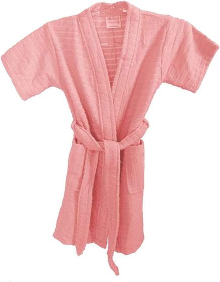 Imagem de Roupão de banho atoalhado infantil g   algodão rosa