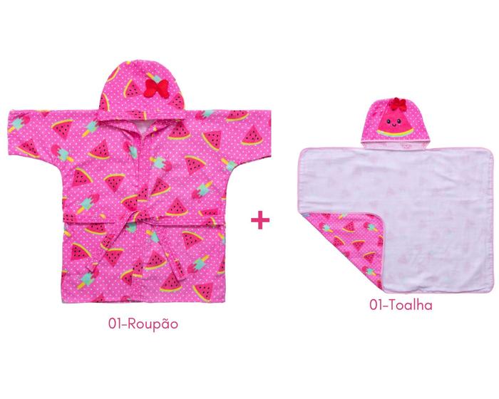 Imagem de Roupão de banho bebe bichinhos+toalha c/capuz estampado - baby joy
