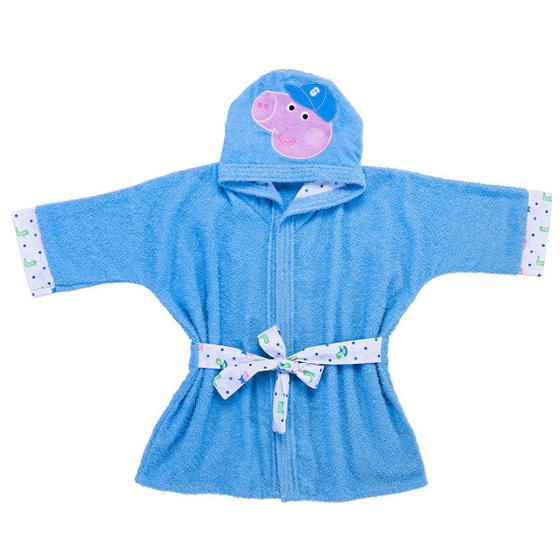Imagem de Roupão de banho bebê c/ capuz bordado peppa pig (0 a 3 anos) algodão incomfral