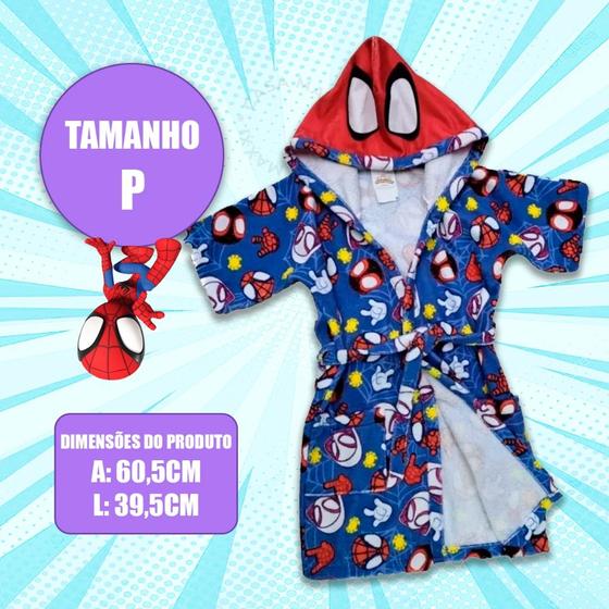 Imagem de Roupão de Banho Infantil Menino Menina Spidey Piscina Praia Felpa Aveludado Atoalhado Estampado