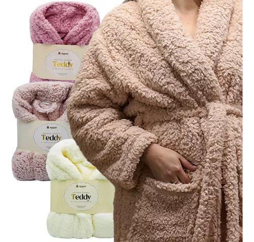Roupão Feminino de Banho Atoalhado de Microfibra Robe Quentinho Inverno teddy Nude Rosa Colorido Menor preço em Roupão Feminino de Banho Atoalhado de Microfibra Robe Quentinho Inverno teddy Nude Rosa Colorido