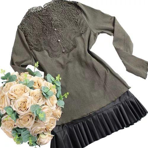 Imagem de Roupas Femininas Blusa Renda Guipir Trabalhada Pedraria Social Elegante 2520