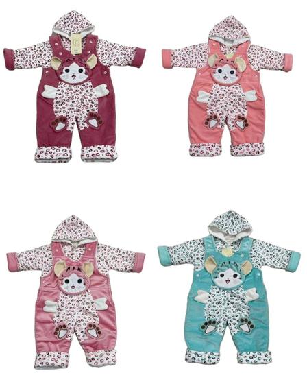 Imagem de Roupas infantis/conjunto de duas peças de algodão fino para bebê/outono/inverno macacão de bebê casaco de flanela acolchoado grosso.  0 e 2 anos