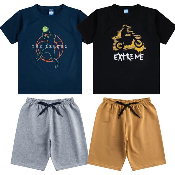 Imagem de Roupas Masculino Verão Calor Juvenil Menino Peças de Adolescente 2 Conjuntos Bermudas e Camisetas