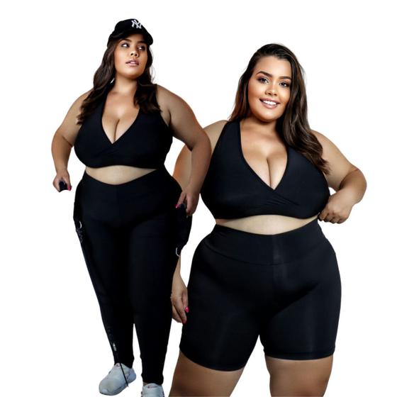 Imagem de Roupas para academia plus size kit2 conjuntos esportivos