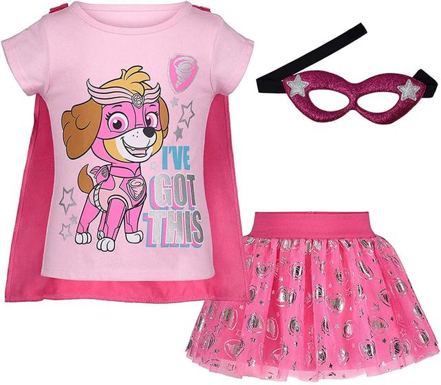 Imagem de Roupas: Paw Patrol Skye, camiseta, saia tutu, capa, menina