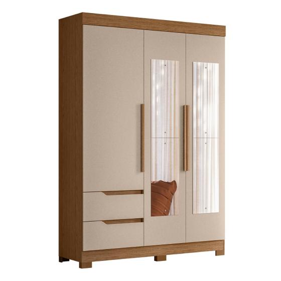 Imagem de Roupeiro 4 Portas com Espelho Inajá Jatobá Fendi Metallic