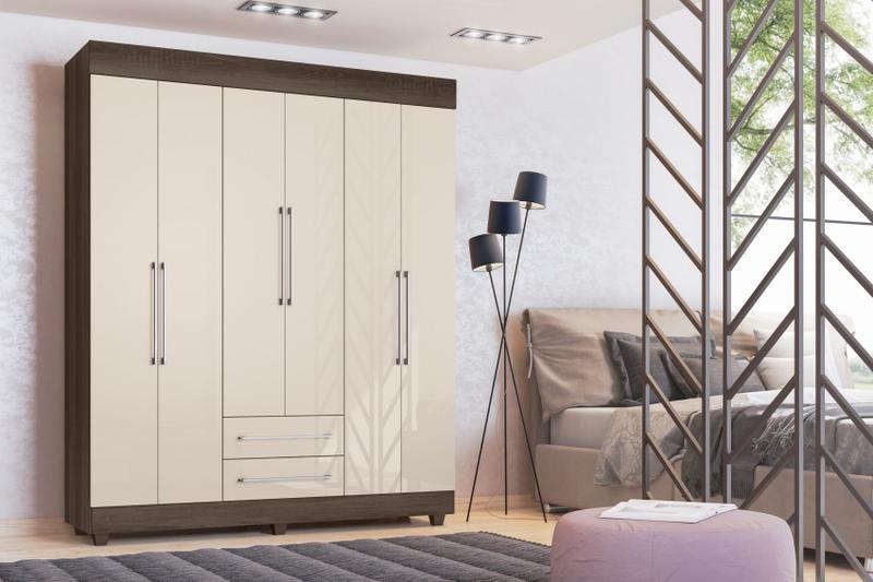 Roupeiro 6 Portas Atraente 1,53m - Cor Malbec/OffWhite - Rud Rack ...