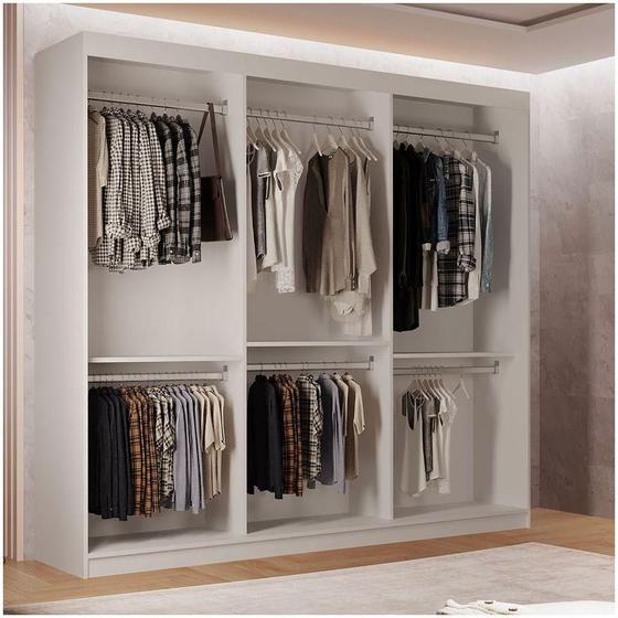 Imagem de Roupeiro Casal Closet Light Com 3 Prateleiras Moderna Branco