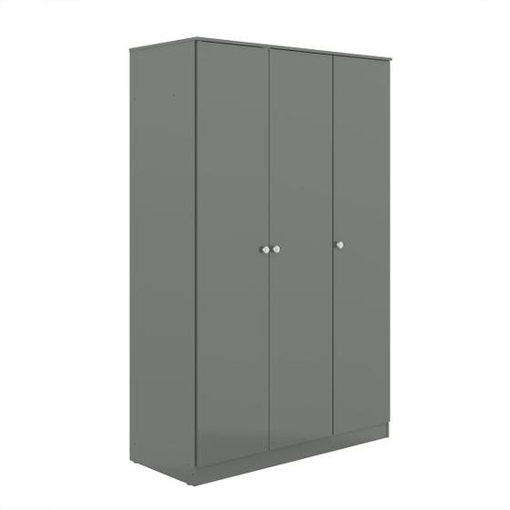 Imagem de Roupeiro de 3 Portas 2 Cabideiros 112x175cm Cinza 6503