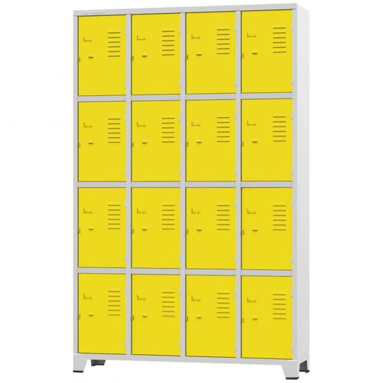 Imagem de Roupeiro de Aço 16 Portas Cinza com Amarelo 1,96 X 1,23 X 0,36 - ULTRA Móveis