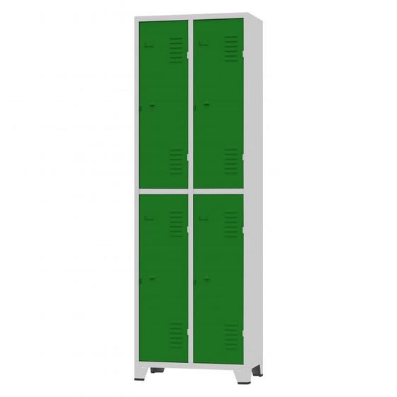 Imagem de Roupeiro de Aço 4 Portas Grandes Cinza com Verde 1,96 X 0,93 X 0,36 - ULTRA Móveis