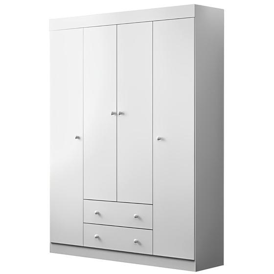 Imagem de Roupeiro Helena 4 Portas e 2 Gavetas Branco para Quarto Infantil de Bebê Infantil - Phoenix Baby