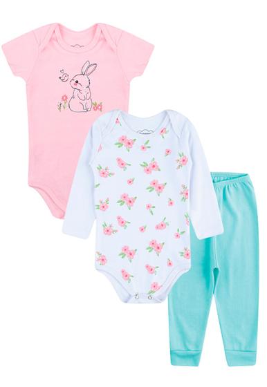 Imagem de Roupinha de criança Conjunto Bebe Body + Calça enxoval Menina Kit 3 Peças