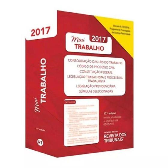 Imagem de Rt Mini Código 2017: Trabalho CLT - Revista Dos Tribunais - Diamond Revista