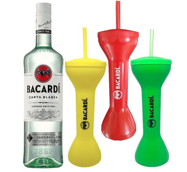 Imagem de Rum Bacardi Superior Carta Blanca - 980ml + 3 Copos de Plástico Personalizados 