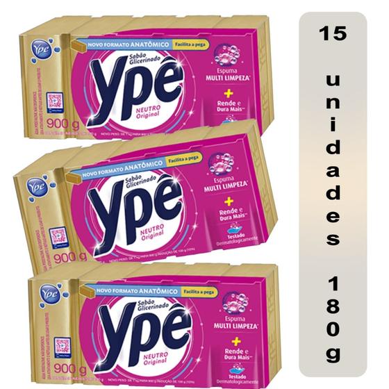 Imagem de Sabão Barras Pedra Ype Neutro Glicerinado 3 Pacotes 5X180g