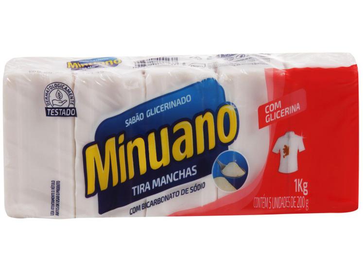 Sabão em Barra Minuano Tira Manchas 1kg 5 Unidades Menor preço em Sabão em Barra Minuano Tira Manchas 1kg 5 Unidades