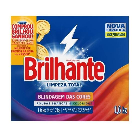 Sabão em Pó Brilhante Limpeza Total 1,6kg - Embalagem com 9 Unidades é boa?