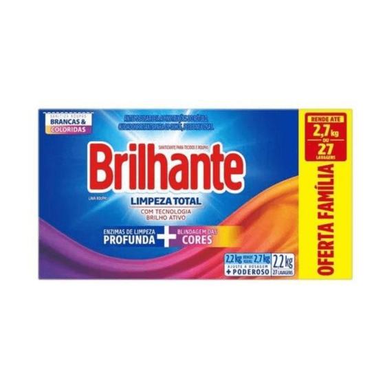 Sabão em Pó Brilhante Limpeza Total 2,2kg Menor preço em Sabão em Pó Brilhante Limpeza Total 2,2kg