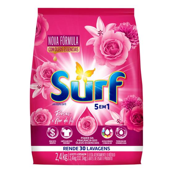 Imagem de Sabão em Pó Surf 5 em 1 Rosas e Flor de Lis 2,4kg