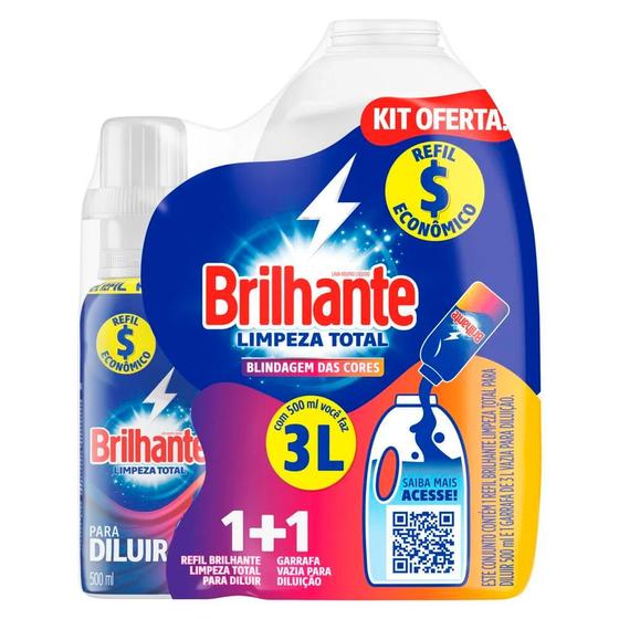 Sabão Líquido Brilhante Concentrado Limpeza Total 500ml Faz 3 Litros Menor preço em Sabão Líquido Brilhante Concentrado Limpeza Total 500ml Faz 3 Litros