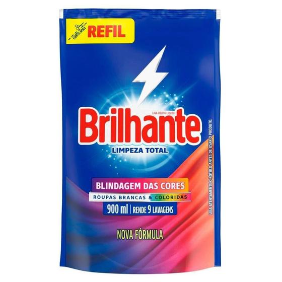 Imagem de Sabão Líquido Brilhante Limpeza Total Refil 900ml - Embalagem com 12 Unidades