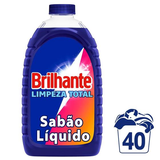 Sabão Líquido Lava Roupas Brilhante Limpeza Total 3L