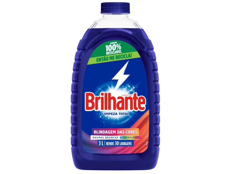 Sabão Líquido Lava Roupas Brilhante Limpeza Total 3L Imagem de Sabão Líquido Lava Roupas Brilhante Limpeza Total 3L