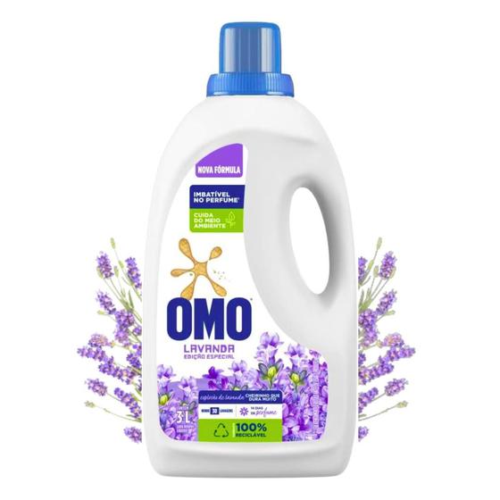 Imagem de Sabão Líquido Omo 3 Litros Rende Até 30 Lavagens Imbatível No Perfume Aroma Lavanda