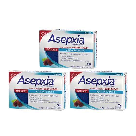 Imagem de Sabonete Asepxia 80g Esfoliante - Kit C/ 3un