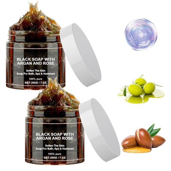 Imagem de Sabonete Black Beldi Zawina Morocco com Argan e Rosa 200g x2