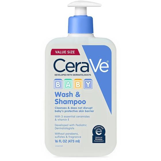 Imagem de Sabonete e Shampoo 2 em 1 CeraVe para Bebês - Sem Lágrimas, com Vitamina E (480ml)