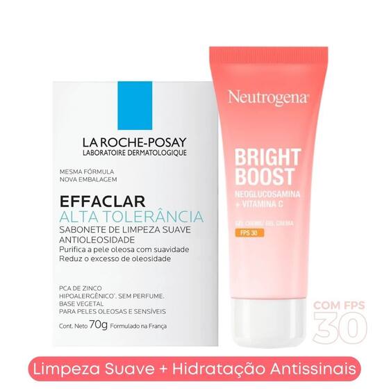 Effaclar Alta Tolerância em Barra Pele Sensível + Hidratante Bright Boost Antissinais
