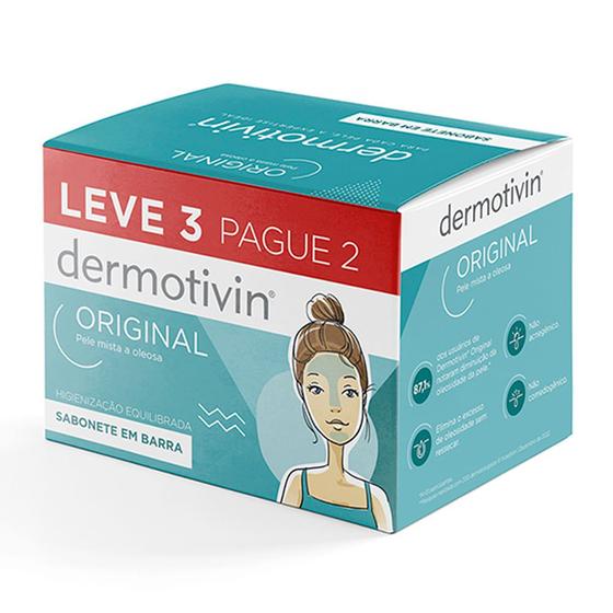 Sabonete em Barra Dermotivin Original Pele Mista a Oleosa com 3 Unidades de 90g cada Menor preço em Sabonete em Barra Dermotivin Original Pele Mista a Oleosa com 3 Unidades de 90g cada