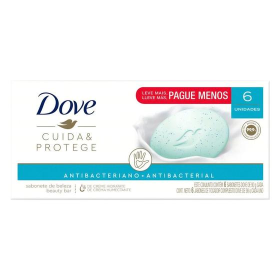 Sabonete em Barra Dove Antibacteriano Cuida e Protege com 6 Unidades de 90g cada Leve Mais Por Menos Menor preço em Sabonete em Barra Dove Antibacteriano Cuida e Protege com 6 Unidades de 90g cada Leve Mais Por Menos