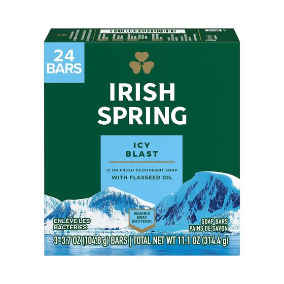 Imagem de Sabonete em barra Irish Spring Icy Blast para homens, 110 ml, pacote com 24