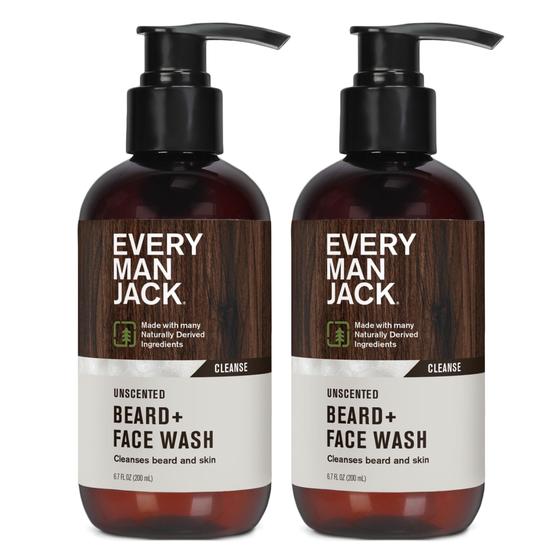 Imagem de Sabonete facial Beard + Every Man Jack, sem perfume, 200 ml (pacote com 2)