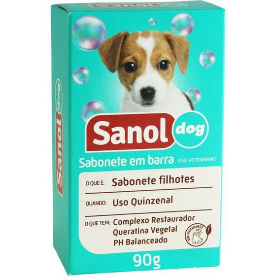 Imagem de Sabonete Filhotes para Cães e Gatos 90g - Sanol Dog